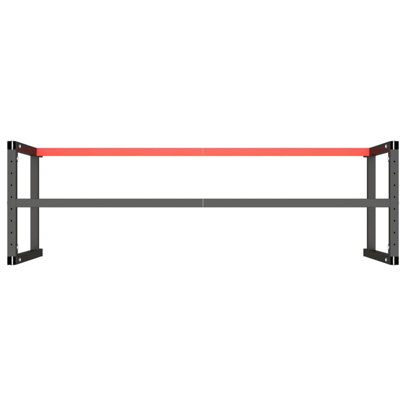 vidaXL Work Bench Frame Matte Black and Matte Red 180x57x79 cm Metal