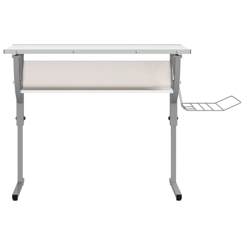vidaXL Craft Desk White and Grey 110x53x(58-87) cm Engineered Wood and Steel
