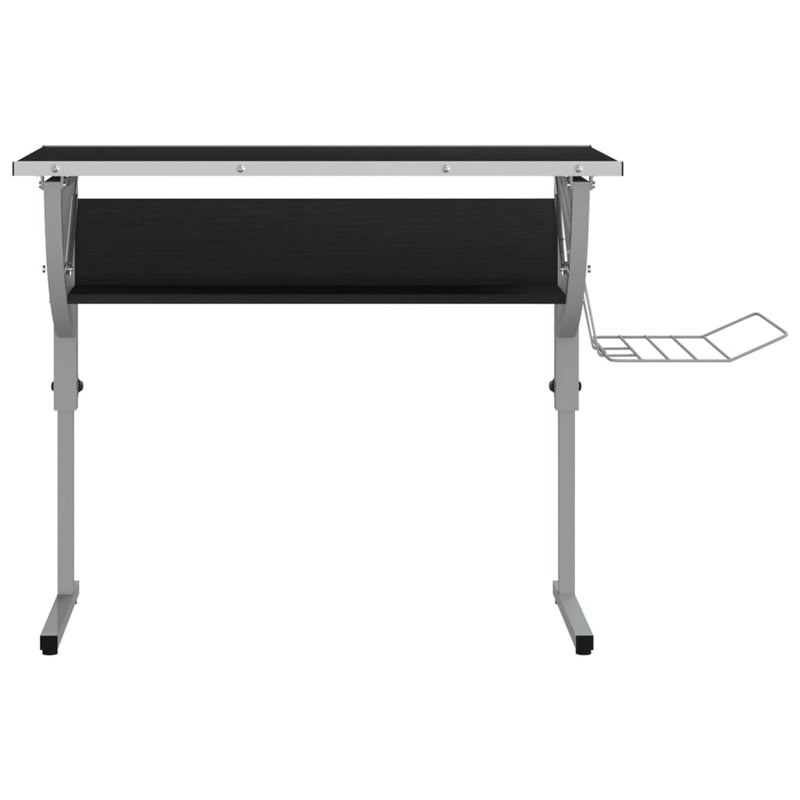vidaXL Craft Desk Black and Grey 110x53x(58-87) cm Engineered Wood and Steel