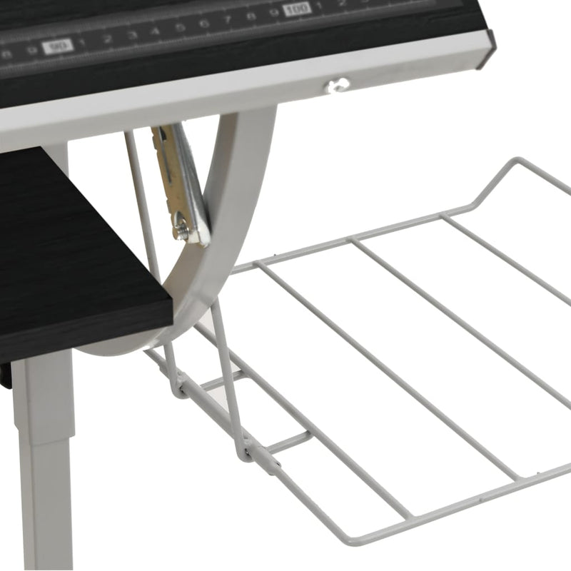 vidaXL Craft Desk Black and Grey 110x53x(58-87) cm Engineered Wood and Steel
