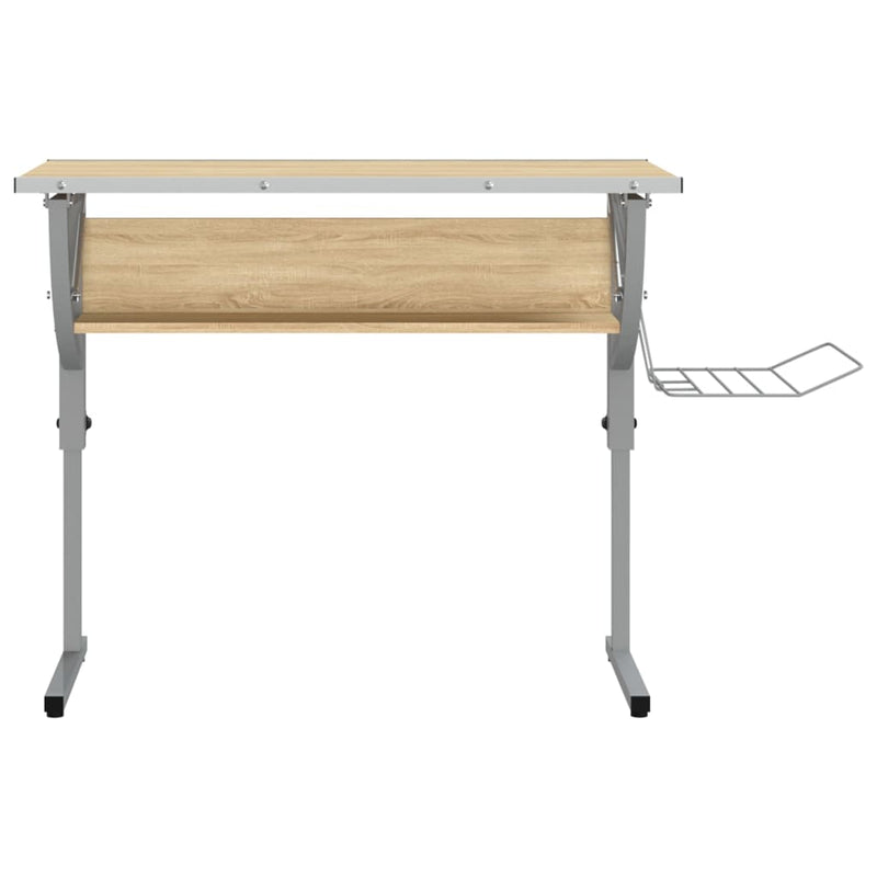 vidaXL Craft Desk Sonoma Oak and Grey 110x53x(58-87)cm Engineered Wood and Steel