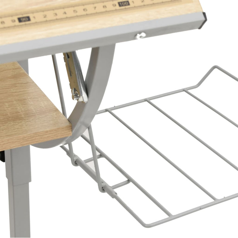 vidaXL Craft Desk Sonoma Oak and Grey 110x53x(58-87)cm Engineered Wood and Steel