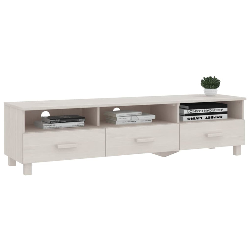 vidaXL TV Cabinet "HAMAR" White 158x40x40 cm Solid Wood Pine