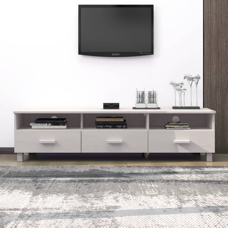 vidaXL TV Cabinet "HAMAR" White 158x40x40 cm Solid Wood Pine