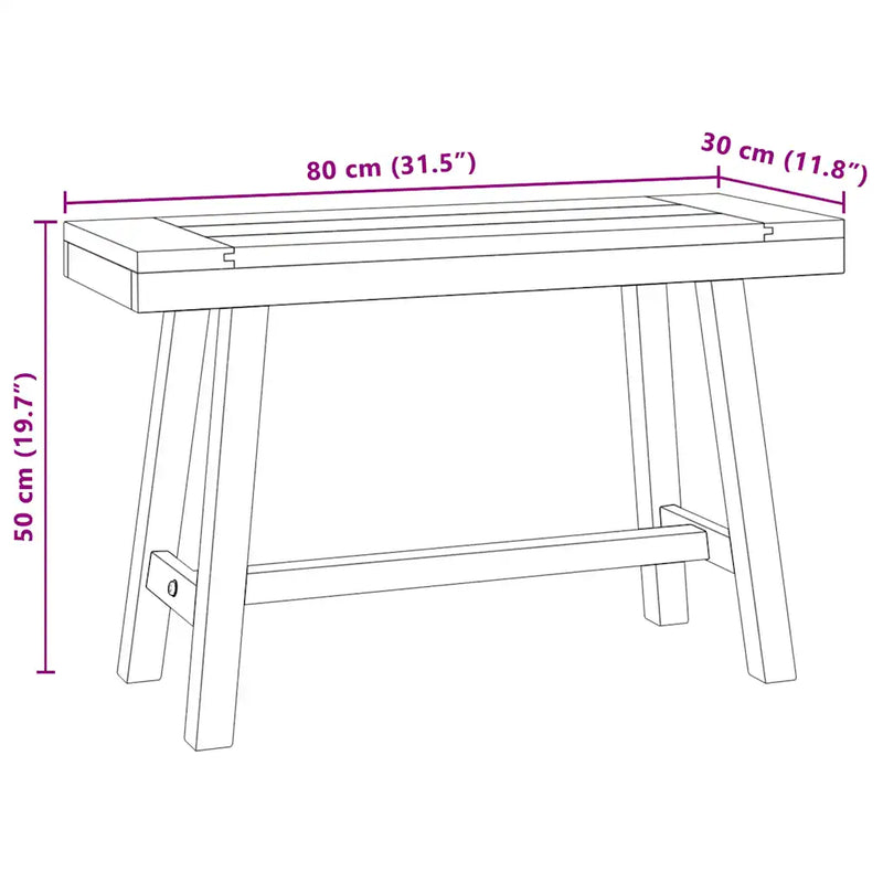 Bench 80 cm Solid Wood Teak