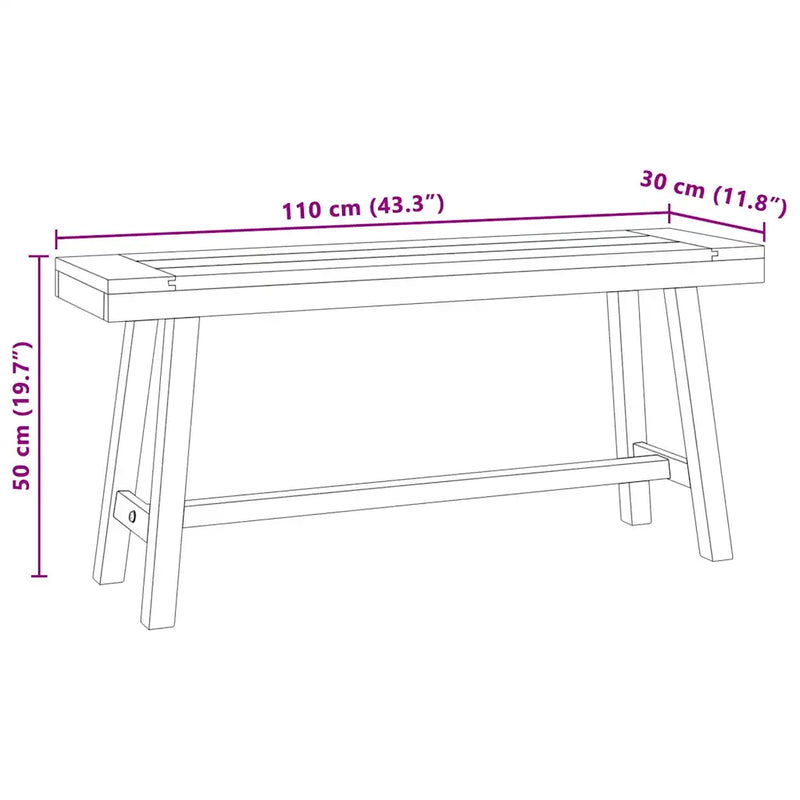 Bench 110 cm Solid Wood Teak