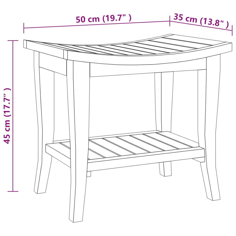 Bathroom Side Table 50x35x45 cm Solid Wood Teak