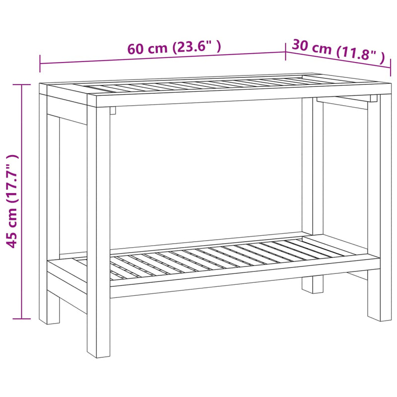 Bathroom Side Table 60x30x45 cm Solid Wood Teak