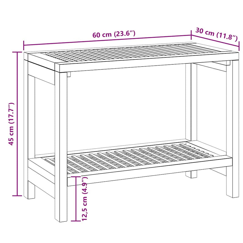 vidaXL Bathroom Side Table 60x30x45 cm Solid Wood Teak