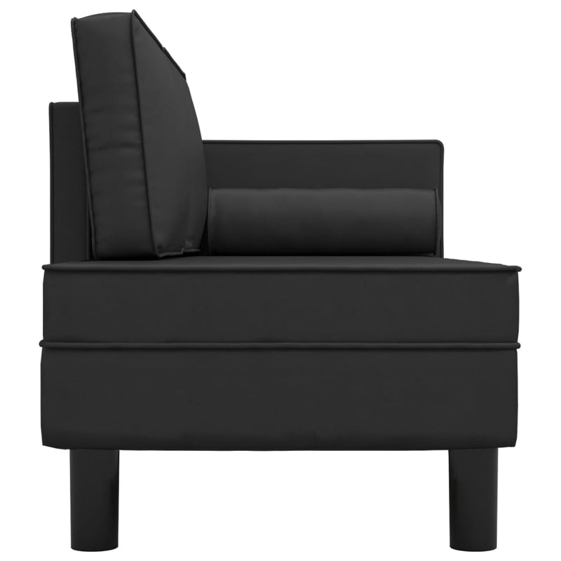 Chaise Lounge with Cushions and Bolster Black Faux Leather