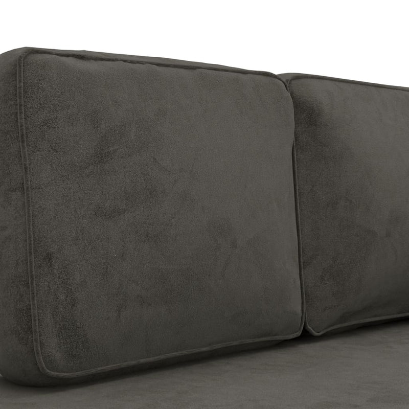 Chaise Lounge with Cushions and Bolster Dark Grey Velvet