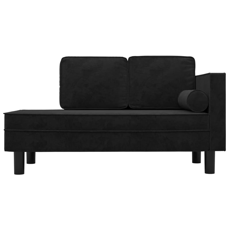 Chaise Lounge with Cushions and Bolster Black Velvet