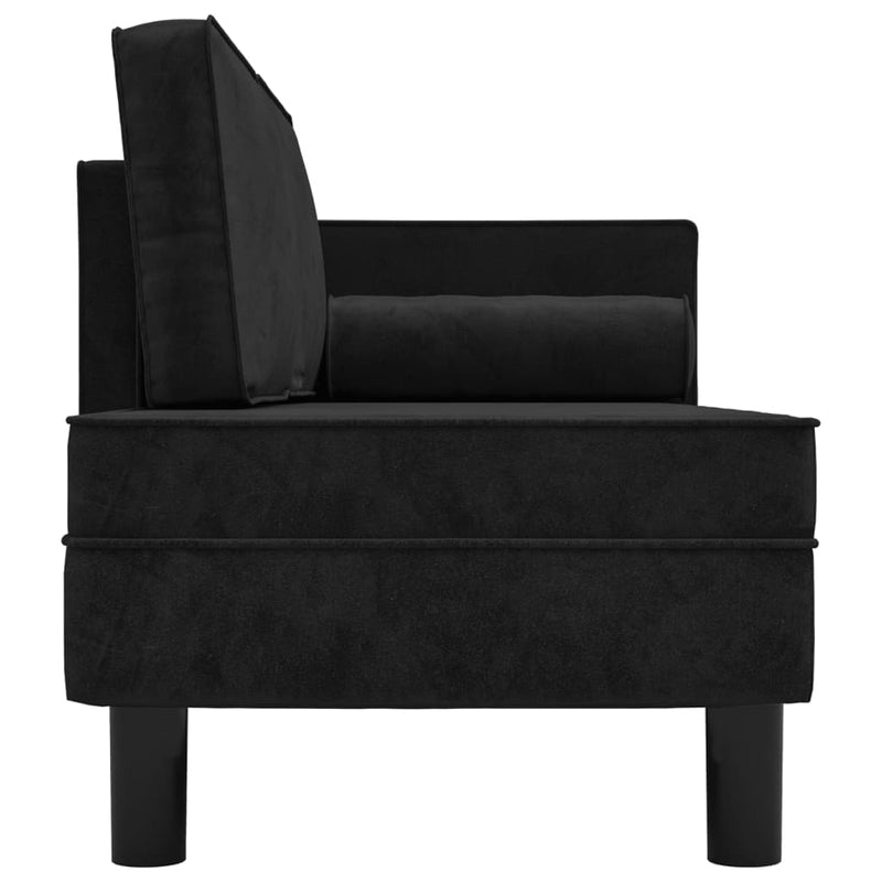 Chaise Lounge with Cushions and Bolster Black Velvet