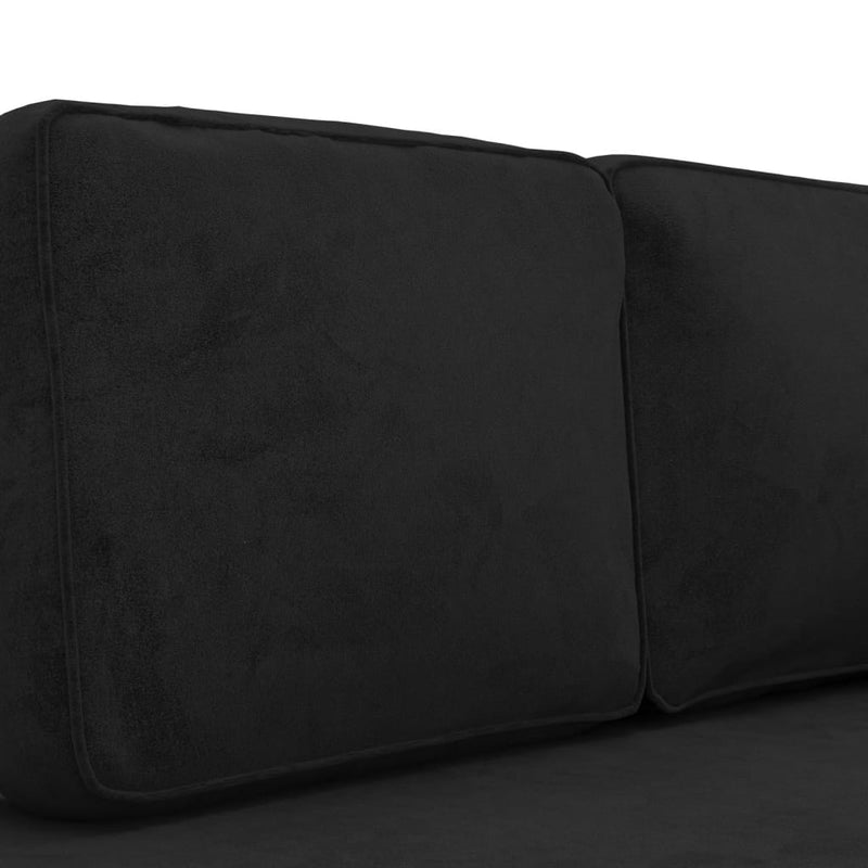 Chaise Lounge with Cushions and Bolster Black Velvet