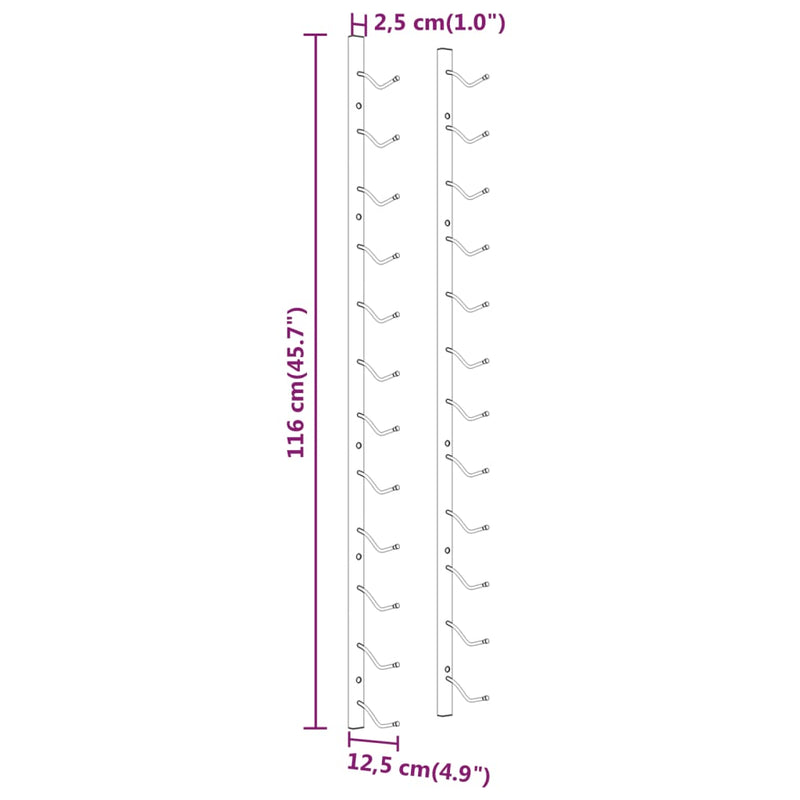 vidaXL Wall Mounted Wine Rack for 12 Bottles White Iron