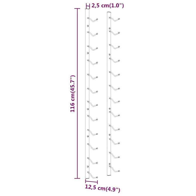 vidaXL Wall Mounted Wine Rack for 12 Bottles White Iron