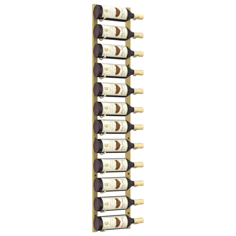 vidaXL Wall Mounted Wine Rack for 12 Bottles Gold Iron