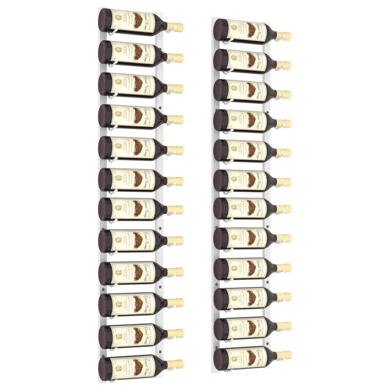 vidaXL Wall Mounted Wine Rack for 12 Bottles 2 pcs White Iron
