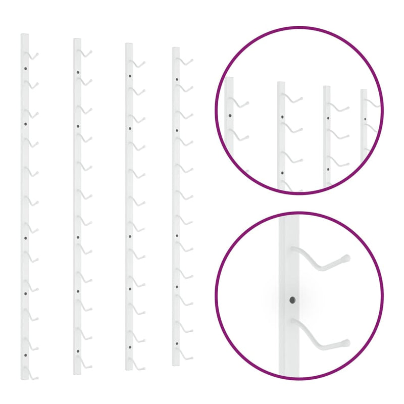 vidaXL Wall Mounted Wine Rack for 12 Bottles 2 pcs White Iron