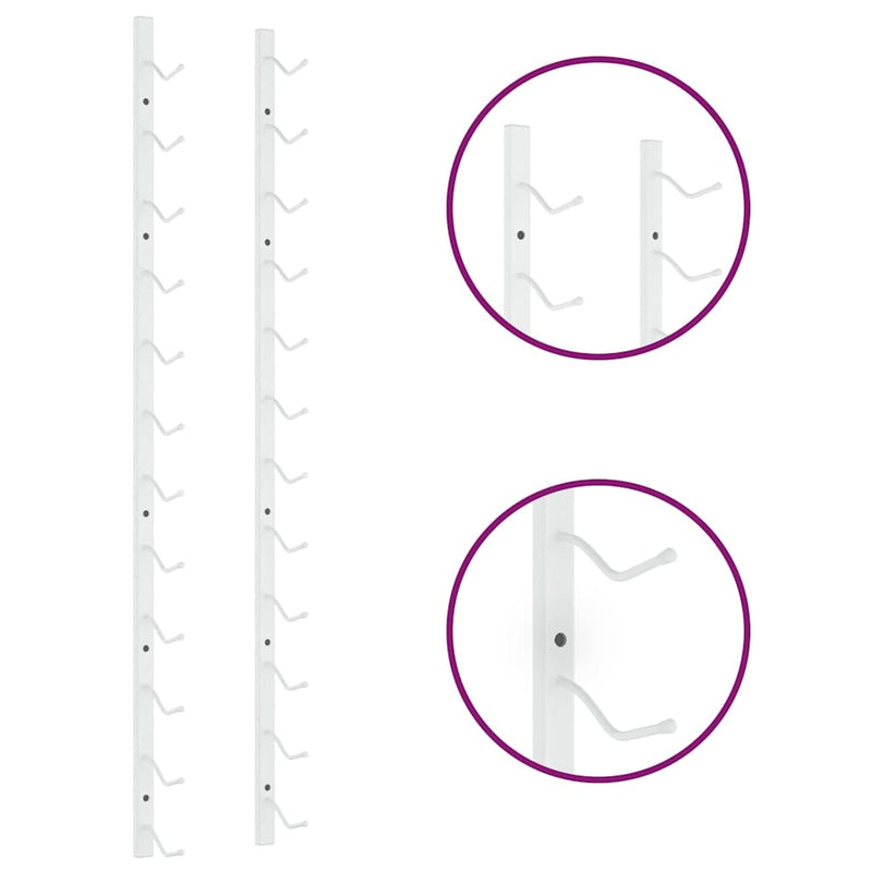 vidaXL Wall Mounted Wine Rack for 12 Bottles 2 pcs White Iron