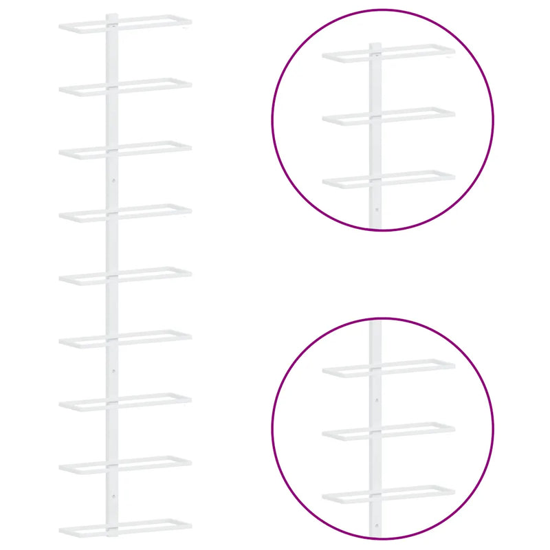 Wall-mounted Wine Rack for 9 Bottles White Iron