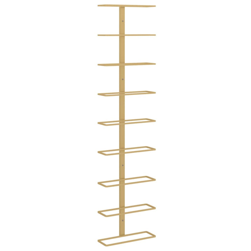 vidaXL Wall-mounted Wine Rack for 9 Bottles Gold Iron