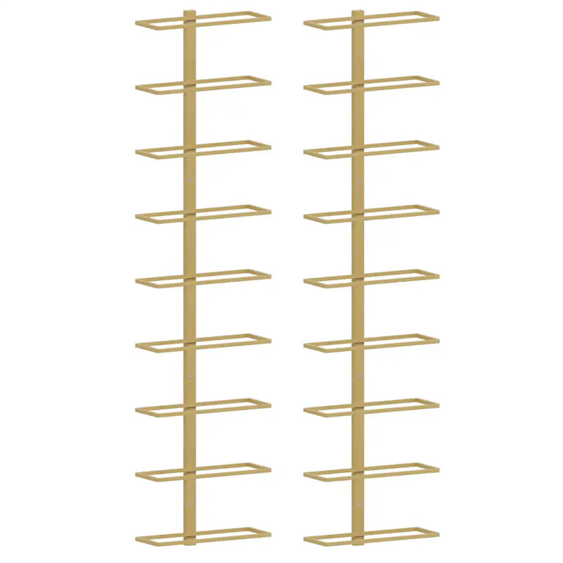 Wall-mounted Wine Rack for 9 Bottles 2 pcs Gold Iron
