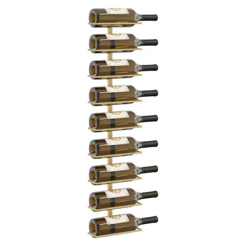 Wall-mounted Wine Rack for 9 Bottles 2 pcs Gold Iron