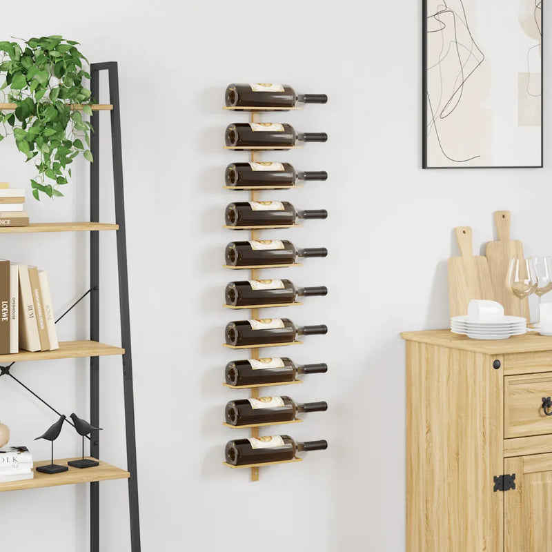 Wall-mounted Wine Rack for 10 Bottles Gold Metal