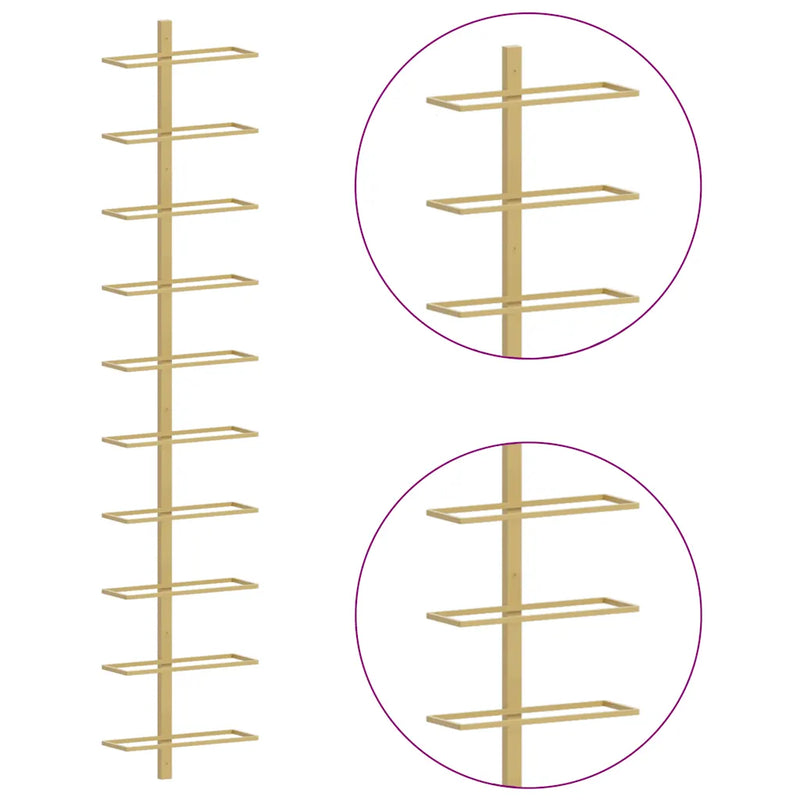 Wall-mounted Wine Rack for 10 Bottles Gold Metal