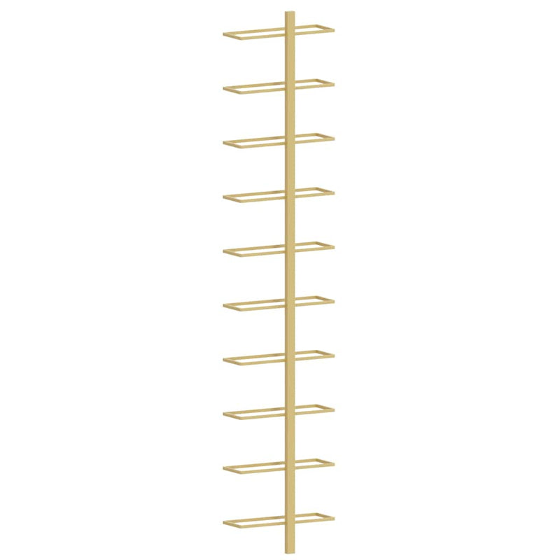 vidaXL Wall-mounted Wine Rack for 10 Bottles 2 pcs Gold Metal