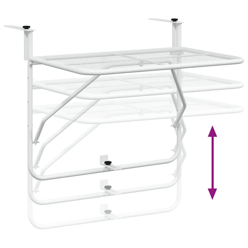 Balcony Table White 60x40 cm Steel