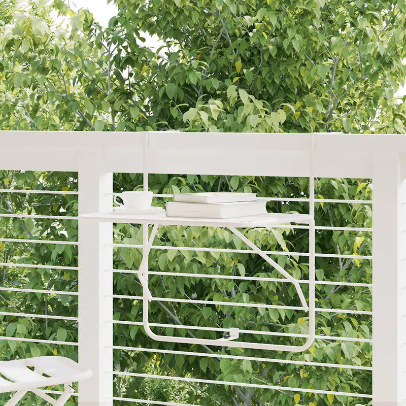 Balcony Table White 60x40 cm Steel