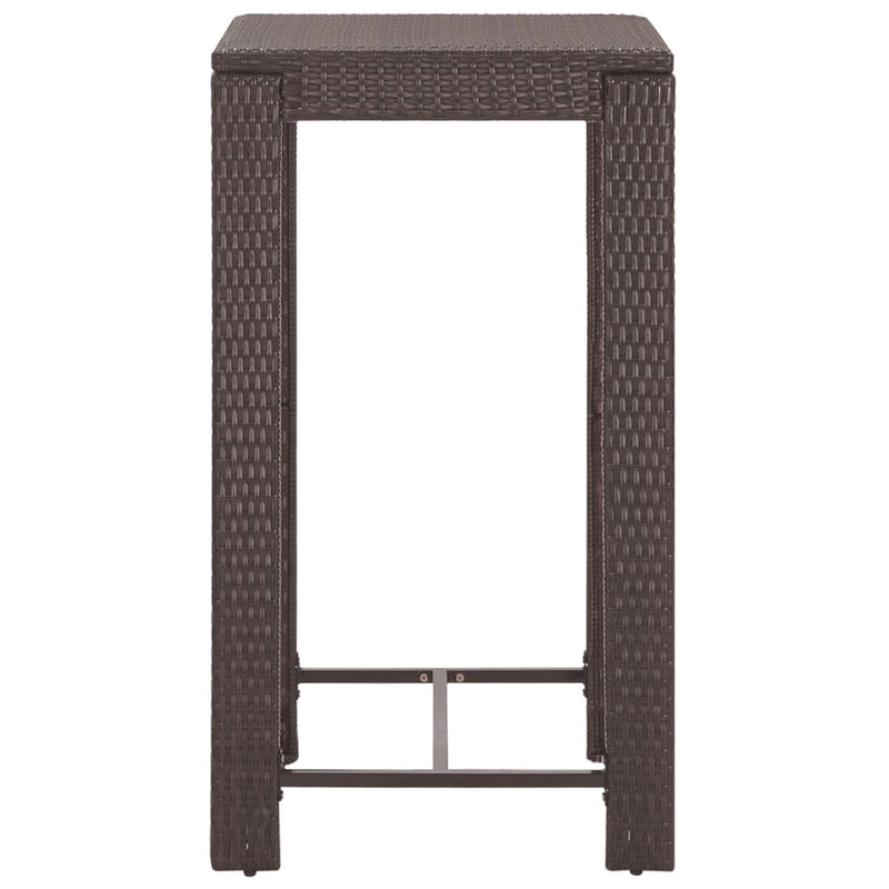 vidaXL 3 Piece Garden Bar Set with Cushions Poly Rattan Brown