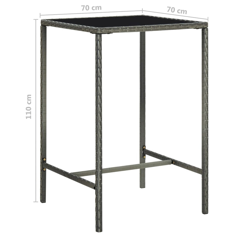 vidaXL 5 Piece Garden Bar Set with Cushions Poly Rattan Grey