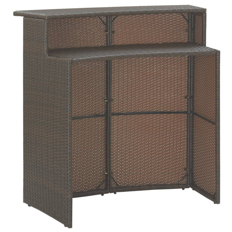 vidaXL 3 Piece Garden Bar Set with Cushions Poly Rattan Brown