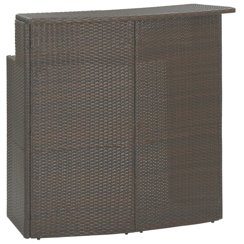 vidaXL 3 Piece Garden Bar Set with Cushions Poly Rattan Brown