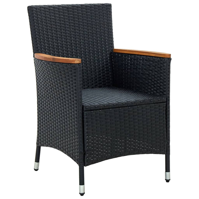 vidaXL 5 Piece Outdoor Dining Set with Cushions Poly Rattan Black