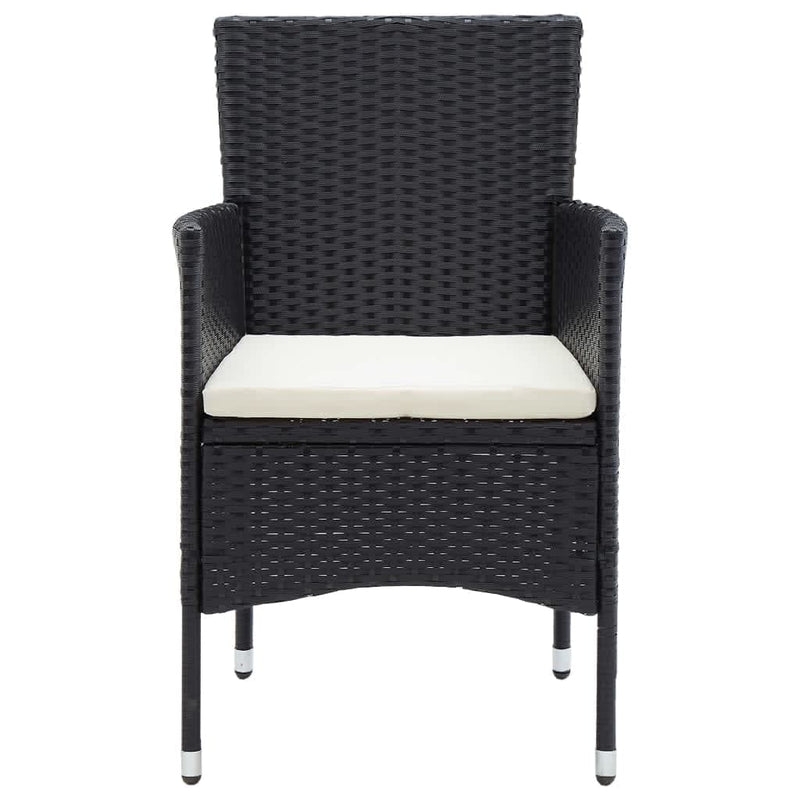vidaXL 7 Piece Garden Dining Set with Cushions Poly Rattan Black