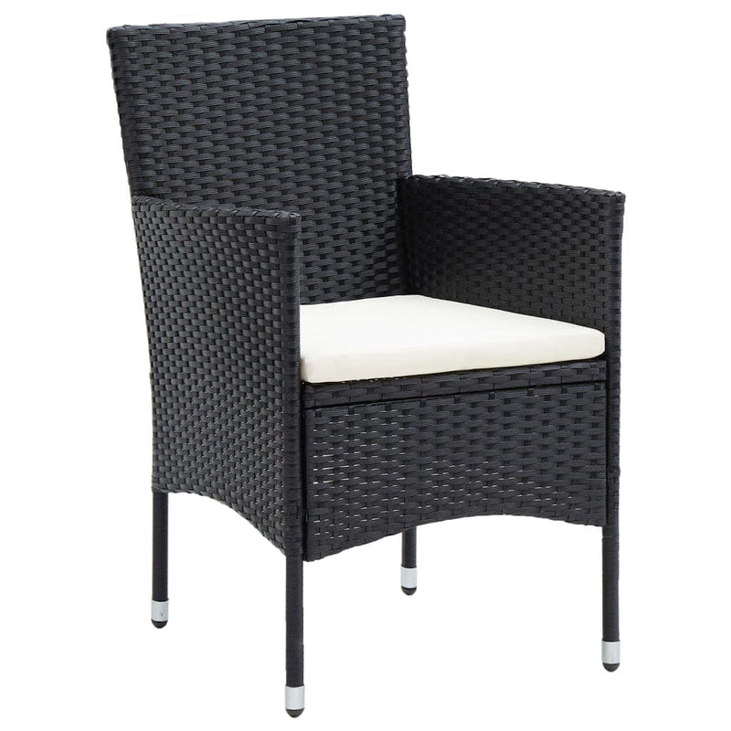 vidaXL 7 Piece Garden Dining Set with Cushions Poly Rattan Black