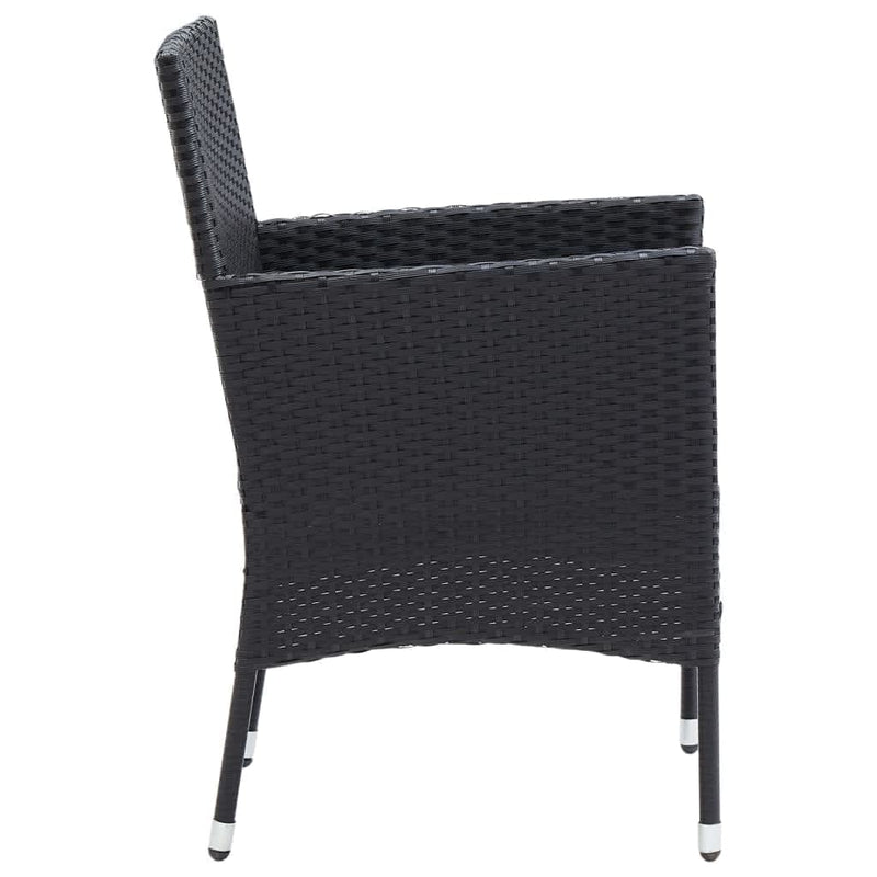 vidaXL 7 Piece Garden Dining Set with Cushions Poly Rattan Black