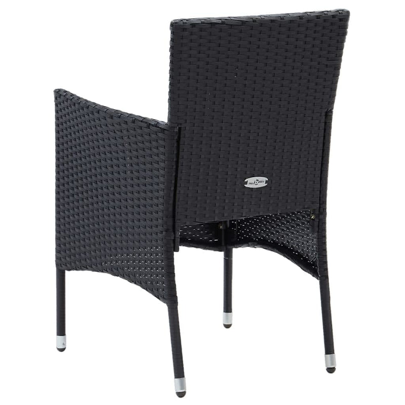 vidaXL 7 Piece Garden Dining Set with Cushions Poly Rattan Black