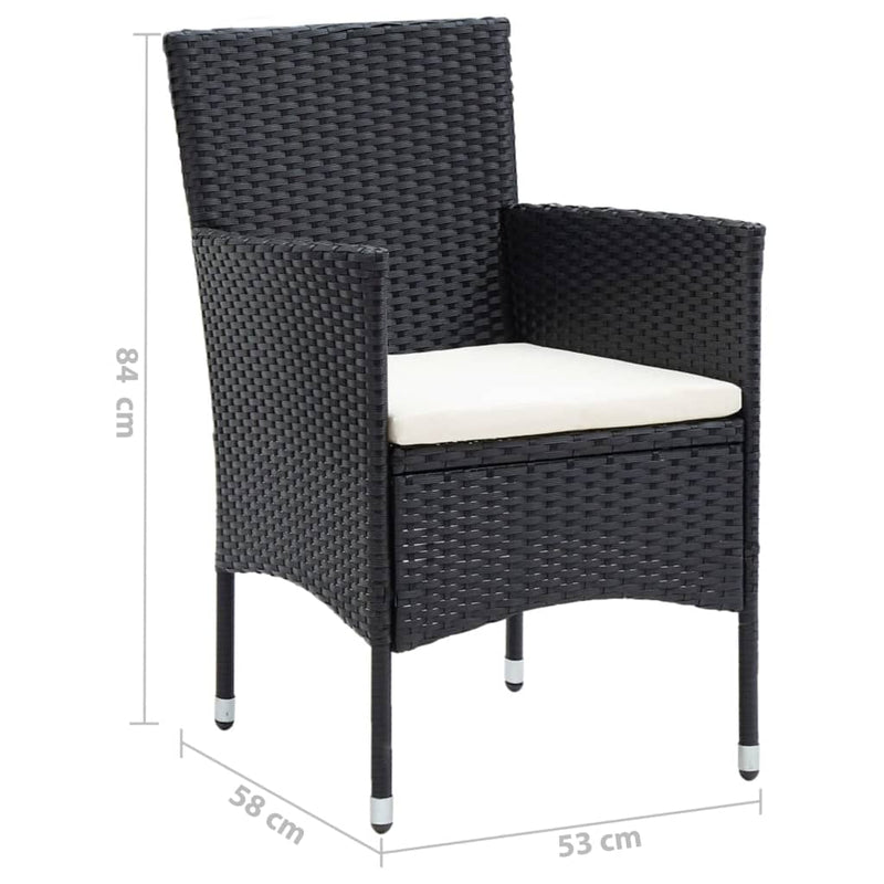 vidaXL 7 Piece Garden Dining Set with Cushions Poly Rattan Black