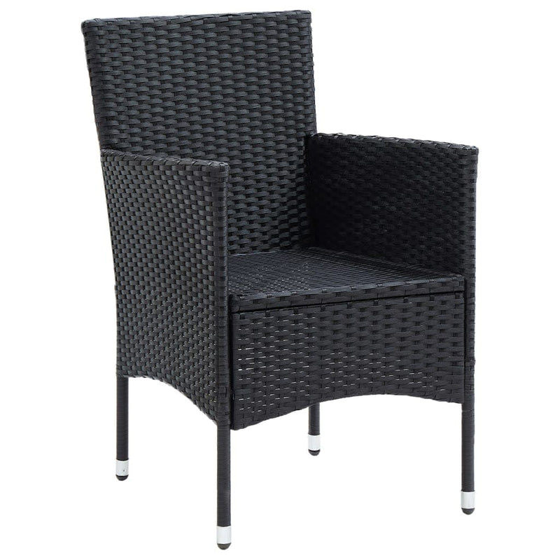 vidaXL 7 Piece Garden Dining Set with Cushions Poly Rattan Black