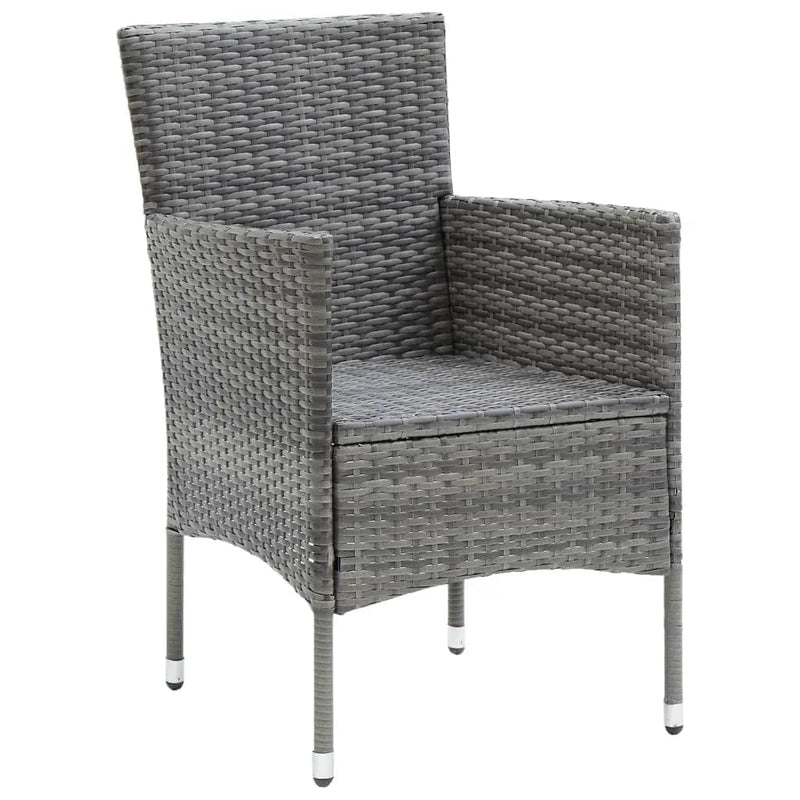 vidaXL 5 Piece Garden Dining Set with Cushions Poly Rattan Grey