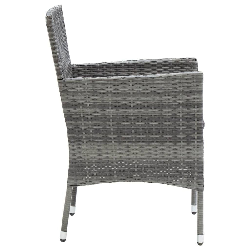 vidaXL 5 Piece Garden Dining Set with Cushions Poly Rattan Grey