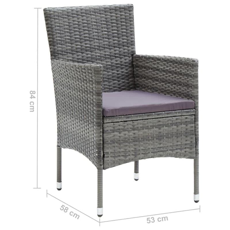 vidaXL 7 Piece Garden Dining Set with Cushions Poly Rattan Grey