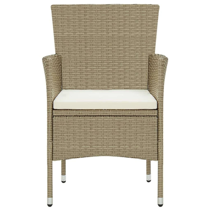 vidaXL 5 Piece Garden Dining Set with Cushions Poly Rattan Beige