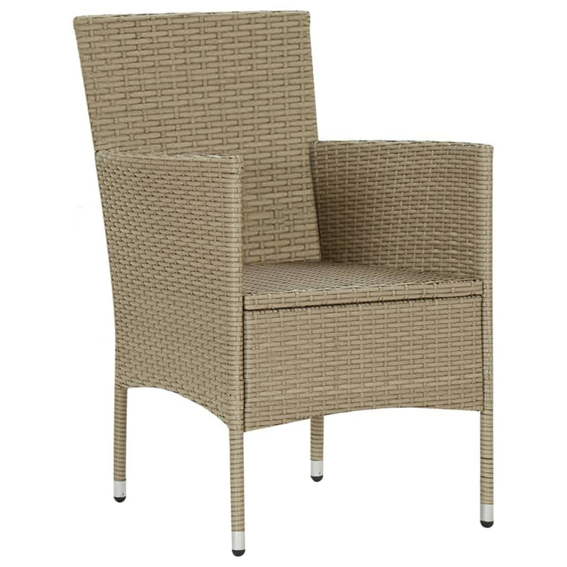 vidaXL 5 Piece Garden Dining Set with Cushions Poly Rattan Beige