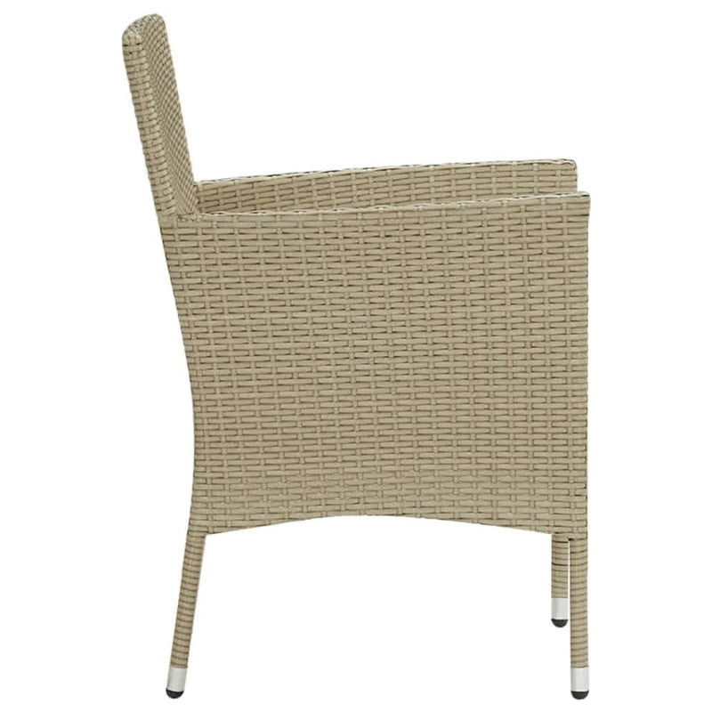 vidaXL 5 Piece Garden Dining Set with Cushions Poly Rattan Beige